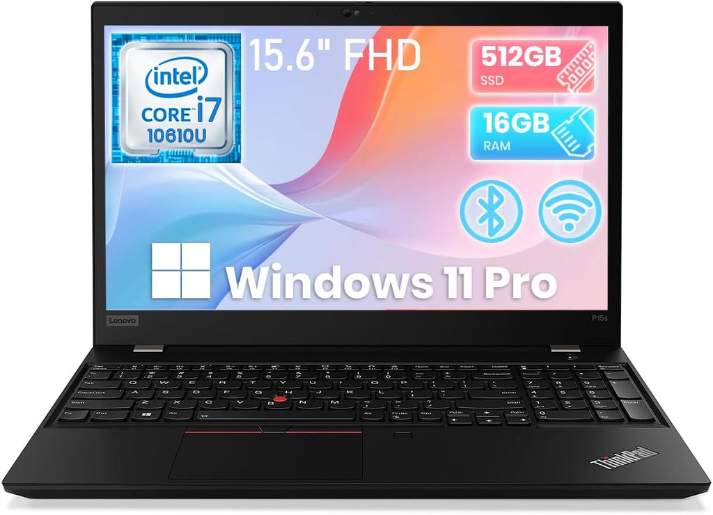 Lenovo Thinkpad P15s G1 Mobile Workstation Laptop, 15-inch FHD IPS Display, Core i7-10610U, 16GB RAM, 512GB SSD, USB Type-C, HDMI, Windows 11 Pro (Renewed)