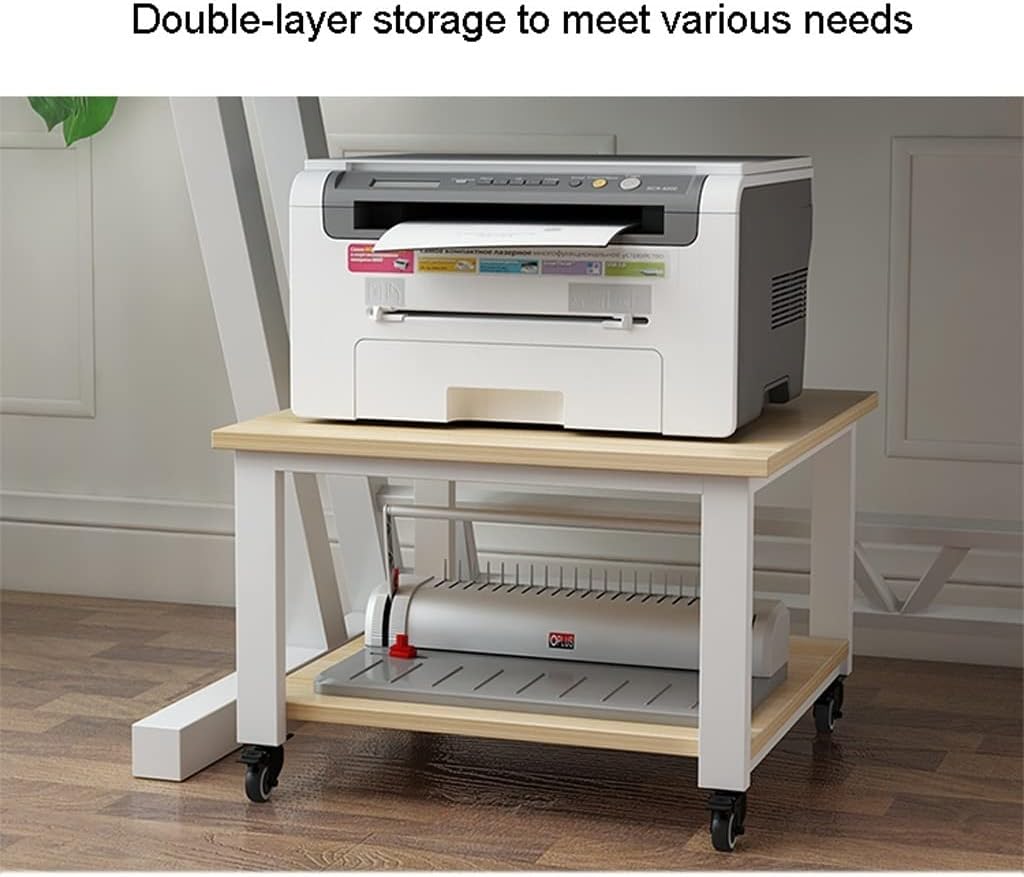 ULTRAWAVE Printer Stand, 35cm, A, Super Load-bearing, Lockable, 4-wheel, Easy Moving, Office Space Organizer, Compatible with Printers, Tabletop Mounting, Metal, Wood