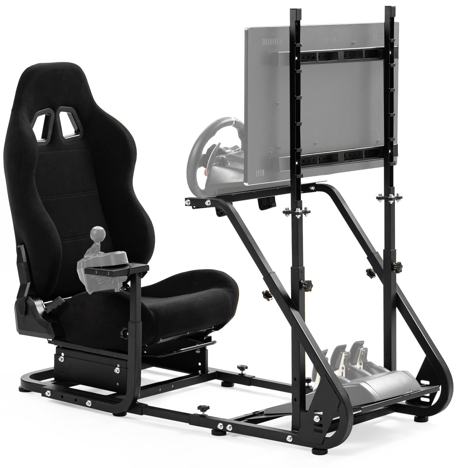 Dardoo G923 Racing Simulator Cockpit with Monitor Mount and Black Seat Adjustable Fit for Logitech G29 G920, for Thrustmaster T300, Without Shifter, Wheel, Pedals and Display