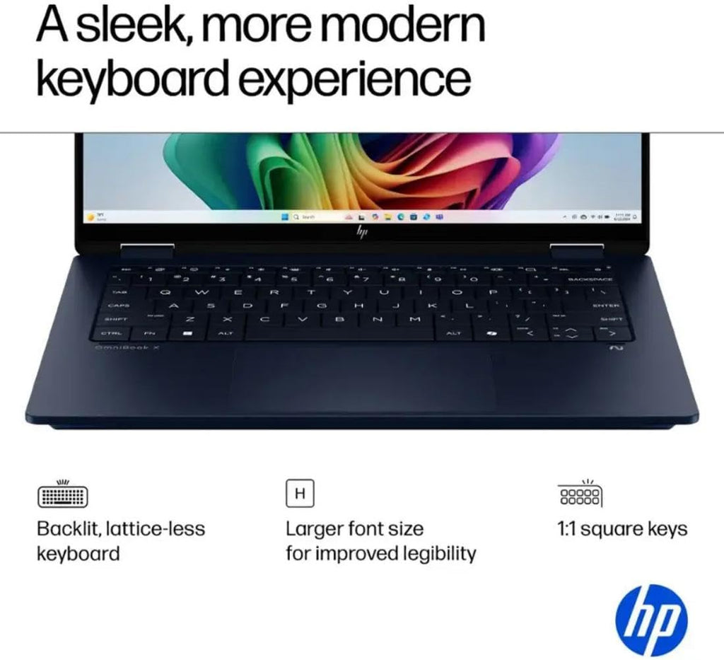 HP OmniBook X Flip 2-in-1 Laptop,14' 2K Touch-Screen Laptop Computer,Intel Core Ultra 7, Arc 140V GPU Copilot+ PC,16GB RAM 512GB SSD,Thunderbolt 4,with Lifetime Office,Win 11 Pro,Atmospheric Blue