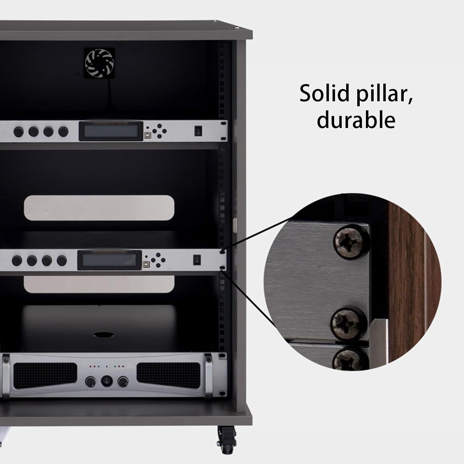 3-tier Movable Audio Video Media Stand Cabine with Wheels Modern WiFi Router Storage Box Cabinet AV Stereo Cabinet with Glass Door Portable Media Player Stand(Black,56*57*63cm/22*22.4*24.8in)
