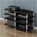 Stereo Stands Modern Audio Rack Tower AV Media Stand Wooden Tiered Shelves 2 Tier,3 Tier,4 Tier Audio Rack Shelf AV Media Player Stand(Black,4 Tier)