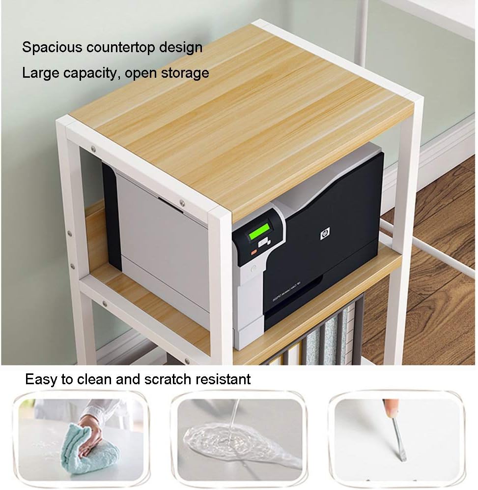 Mobile Printer Stand with Paper Organizer 4 Swivel Wheels Printer Table Cart for 3D Printer and Media Storage