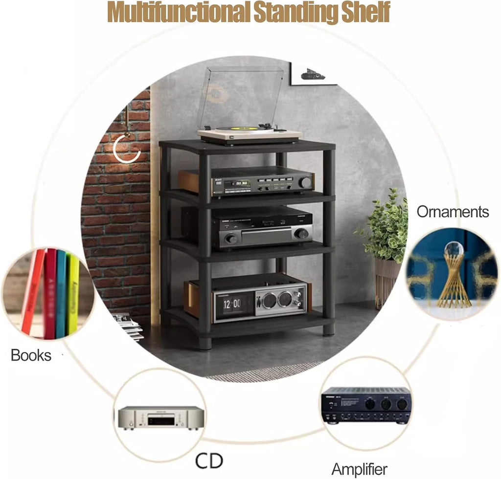 YLLFFLL Stereo Stands for Small Spaces/Living Room/Bedroom/Home, 1/2/3/4-tier Wooden & Metal Av Component Media Stand Stereo Cabinet, Heavy Duty Audio Equipment Rack(#1,1tier)