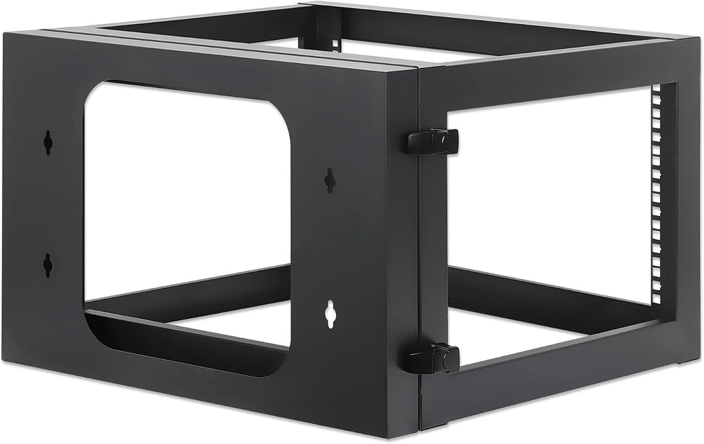 Intellinet 6U 19' 4 Post Open Frame Wall Mount Rack - 180 Degree Gate Swing, Pre-Assembled, Antistatic Powder Coated Steel – for IT Network Equipment & AV Devices – 3 Yr Mfg Warranty – 716031