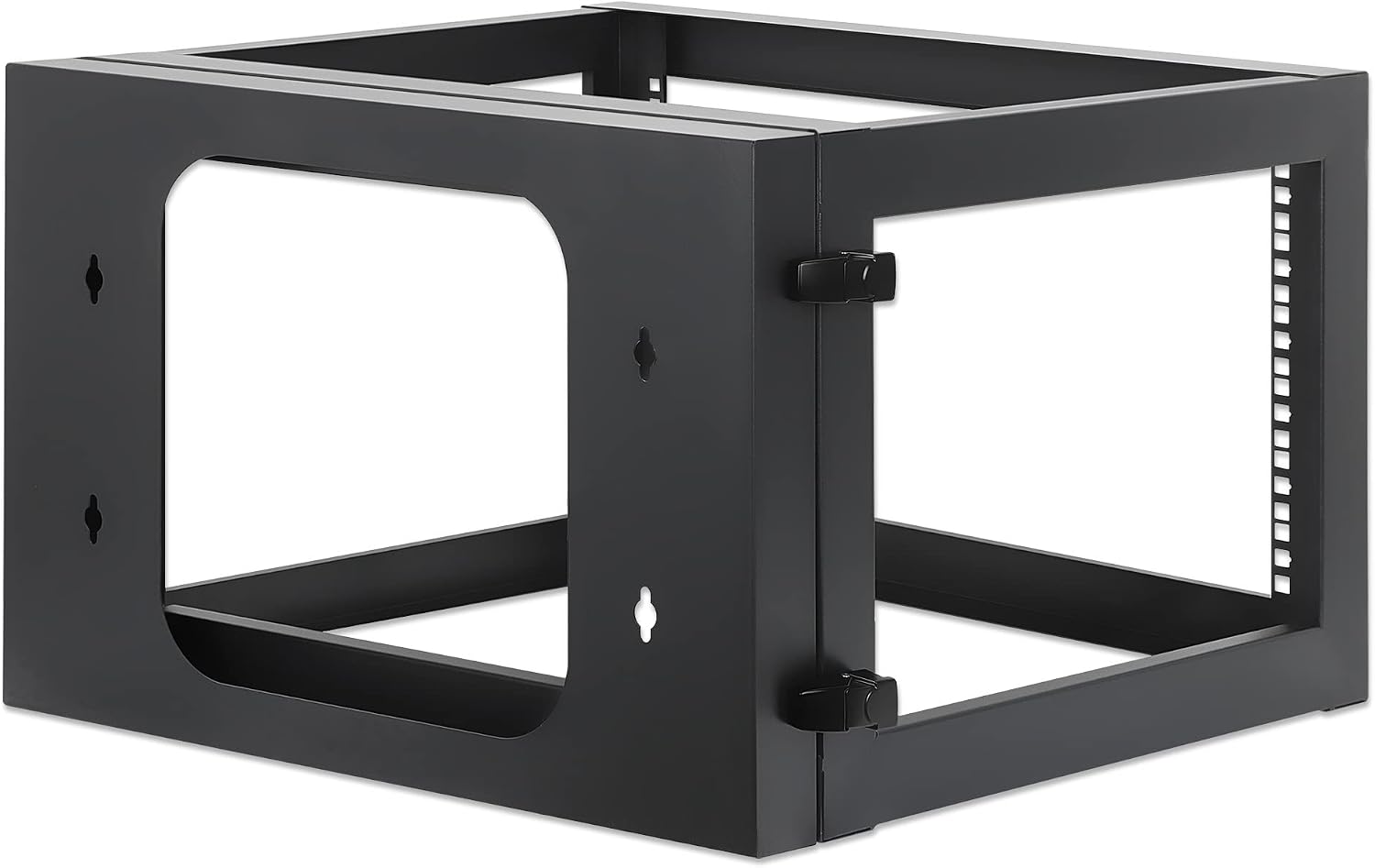 Intellinet 6U 19' 4 Post Open Frame Wall Mount Rack - 180 Degree Gate Swing, Pre-Assembled, Antistatic Powder Coated Steel – for IT Network Equipment & AV Devices – 3 Yr Mfg Warranty – 716031