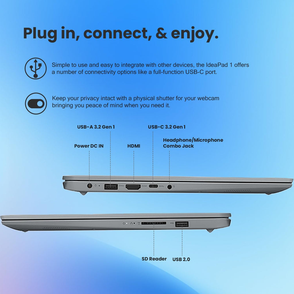 Lenovo IdeaPad 1 Daily Traditional Laptop, 15.6' FHD Screen, AMD Ryzen 5 5500U (Beats i7-1185G7), 8GB RAM, 512GB SSD, Wi-Fi 6, Bluetooth, Windows 11 Home, Cloud Grey