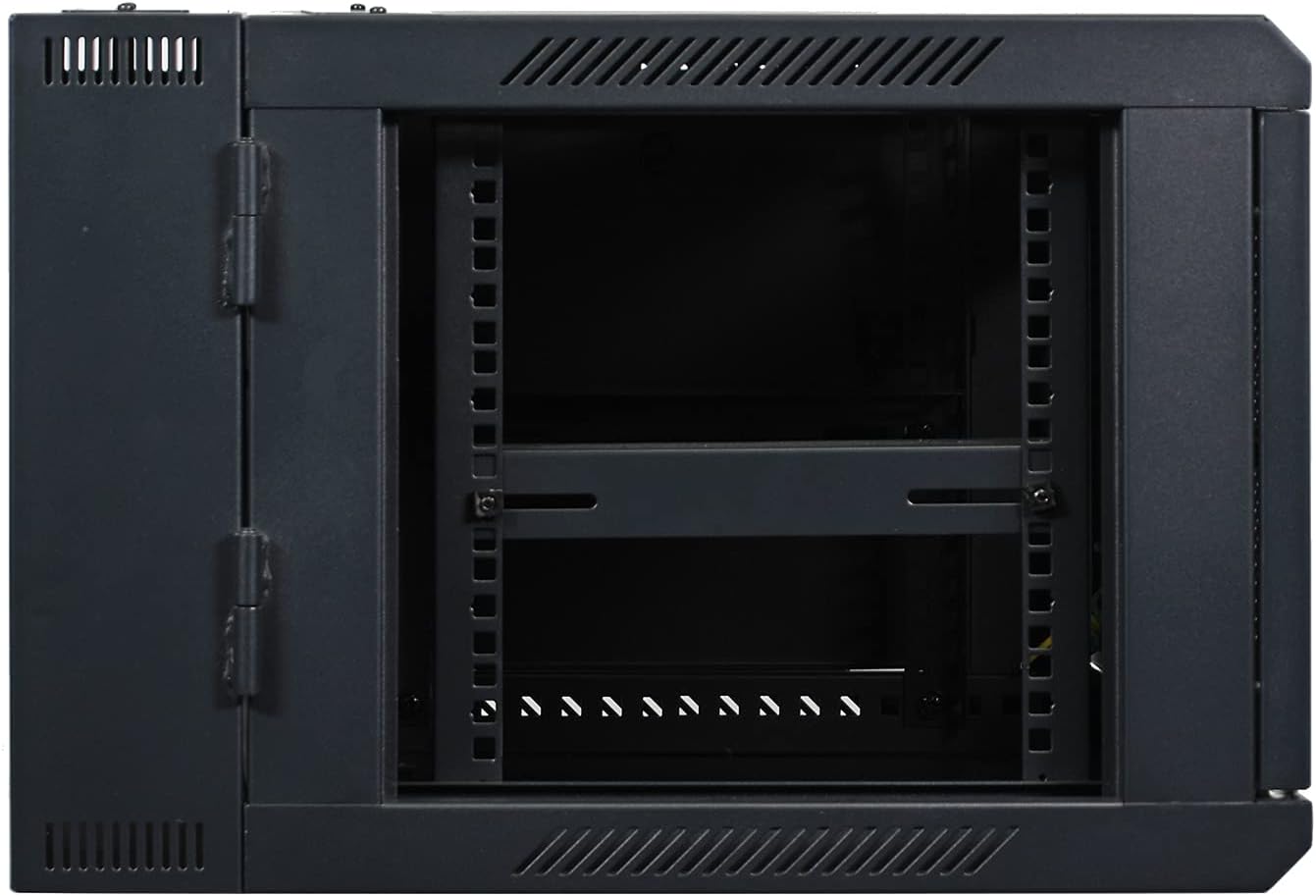 AEONS 6U Professional Wall Mount IT Cabinet Enclosure Double Section Hinged Swing Out 19-Inch Server Network Rack with Vented Door 22-Inches Deep Black (Fully Assembled)