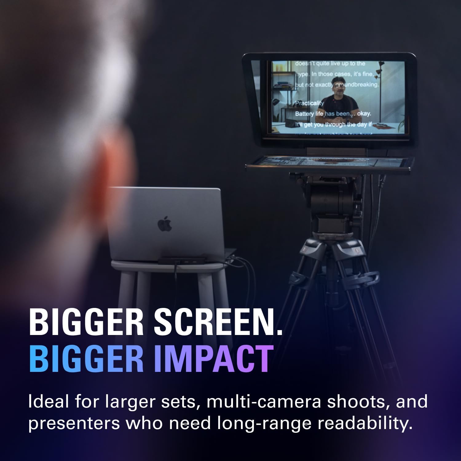 Elgato Prompter XL - Full-Sized Teleprompter with Removable Display, Video Conferencing Monitor, for DSLR Mirrorless & Studio Cameras, Single-Cable Setup - USB-C 3.2 for PC & Mac
