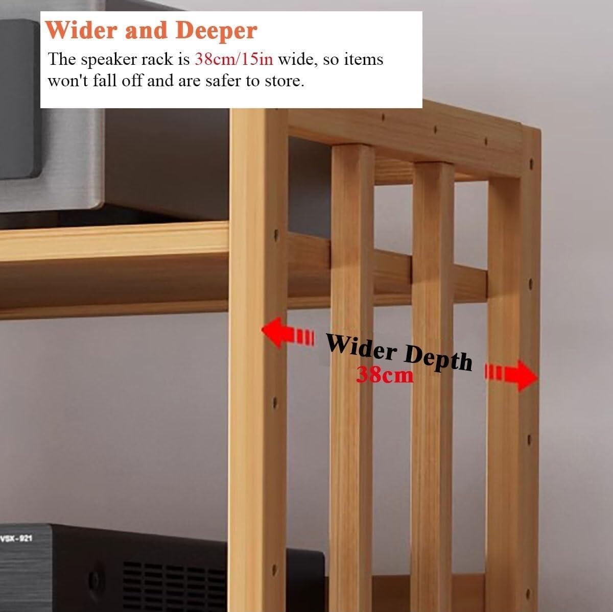 Audio Video Storage Tower, Movable Component Stand, Record Player Turntable Holder, Stereo Equipment Cabinet for Living Room/Office