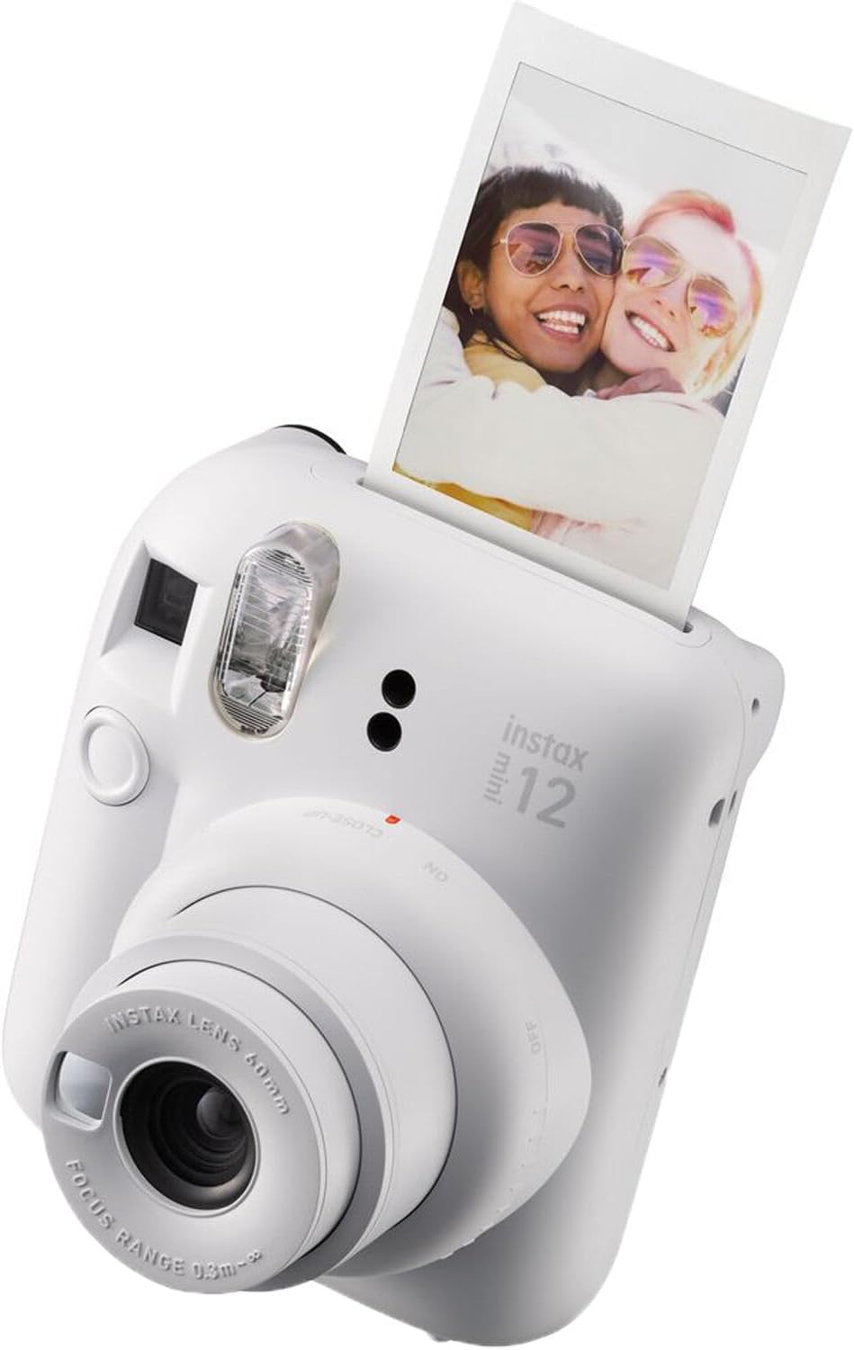 Fujifilm Instax Mini 12 Instant Camera + MiniMate Accessory Bundle & Compatible Custom Case + Fuji Instax Film Value Pack (50 Sheets) Flamingo Designer Photo Album (Clay White)