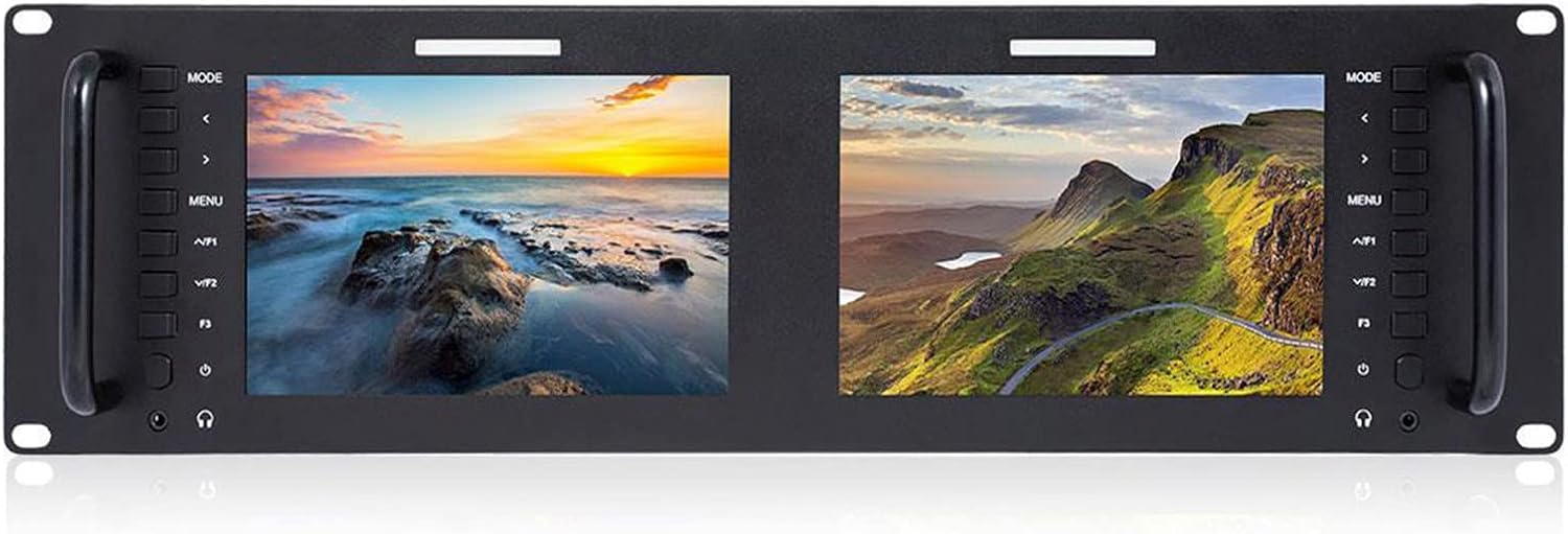FEELWORLD D71 Plus -H Dual 7' 3RU IPS 1920x1200 Broadcast LCD Rack Mount Monitor with HDMI, AV Input and Output