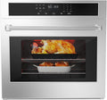30' Stainless Steel Toaster Oven & 30 Inch Air Fryer Oven Combo: 4.8 Cu.ft Large Capacity with 3D Heating, Digital Touch Panel, and Multi-Function Modes for Countertop or Built-in Installation