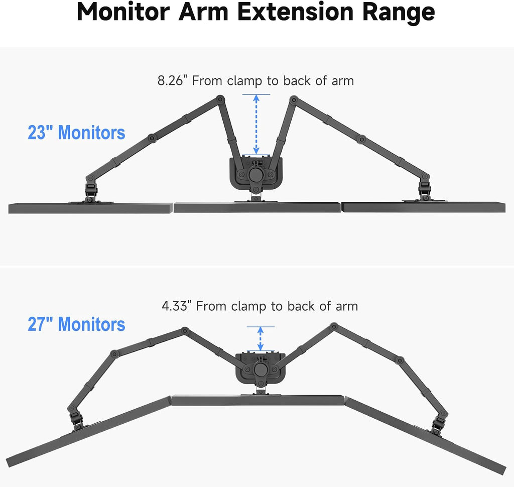 Suptek Hex LED LCD Monitor Stand up Desk Mount Extra Tall 31.5 inch Pole Heavy Duty Fully Adjustable Stand for 6 / Six Screens up to 27 inch (MD68126)