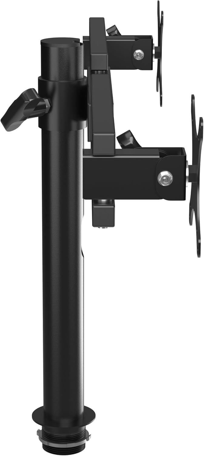 VERSADESK Heavy Duty Steel Dual Monitor Stand with Height Adjustable Arms - Fits 13–27' Screens - VESA Compatible Mount with 360° Rotation - Each Arm Holds up to 22 lbs | Black