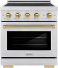ZLINE Autograph Edition 30 in. 4.2 cu. ft. Paramount Induction Range with 4 Element Cooktop and Electric Convection Oven in Satin Stainless Steel with Champagne Bronze Accents (SINRSZ-30-CB)