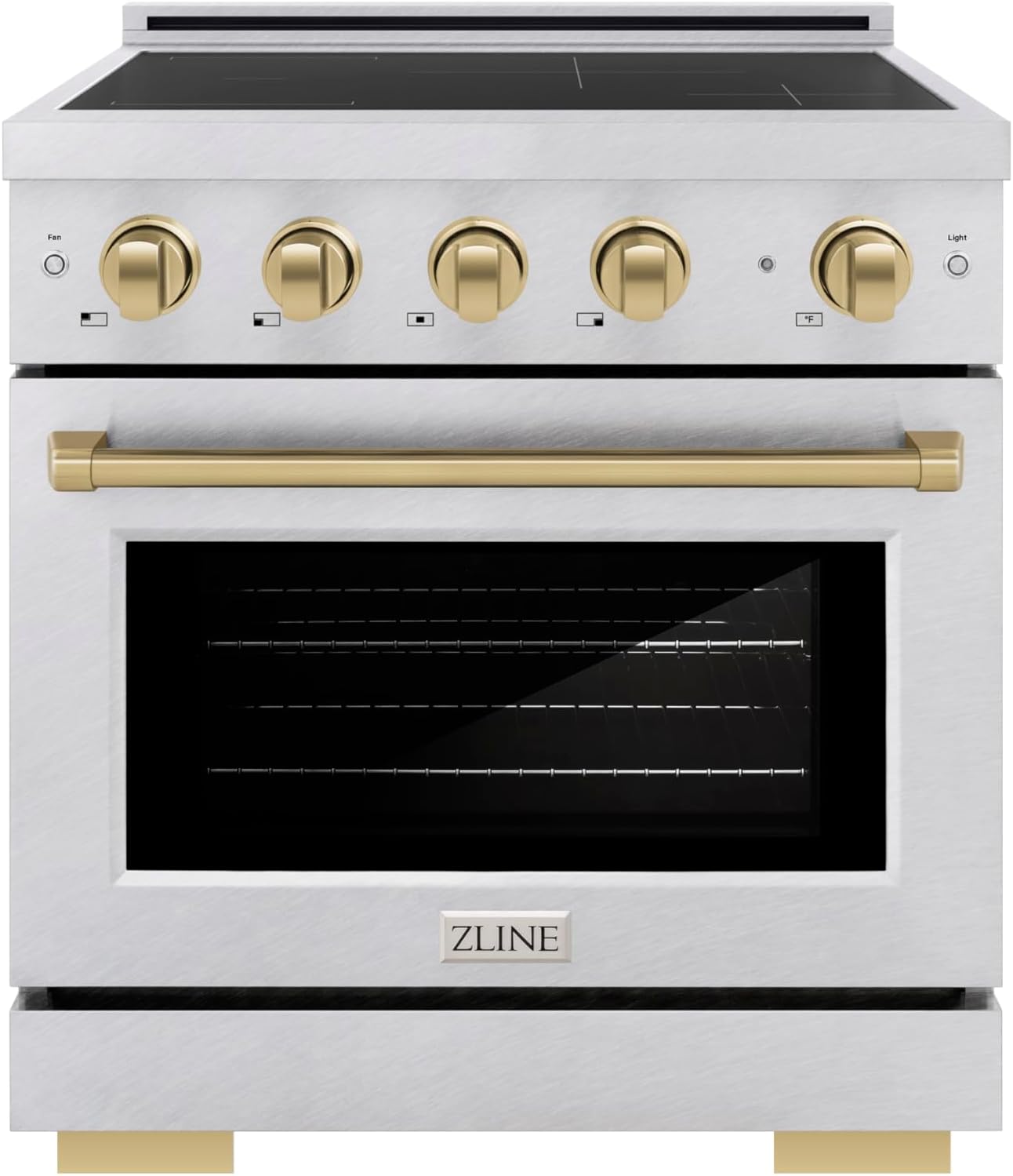 ZLINE Autograph Edition 30 in. 4.2 cu. ft. Paramount Induction Range with 4 Element Cooktop and Electric Convection Oven in Satin Stainless Steel with Champagne Bronze Accents (SINRSZ-30-CB)