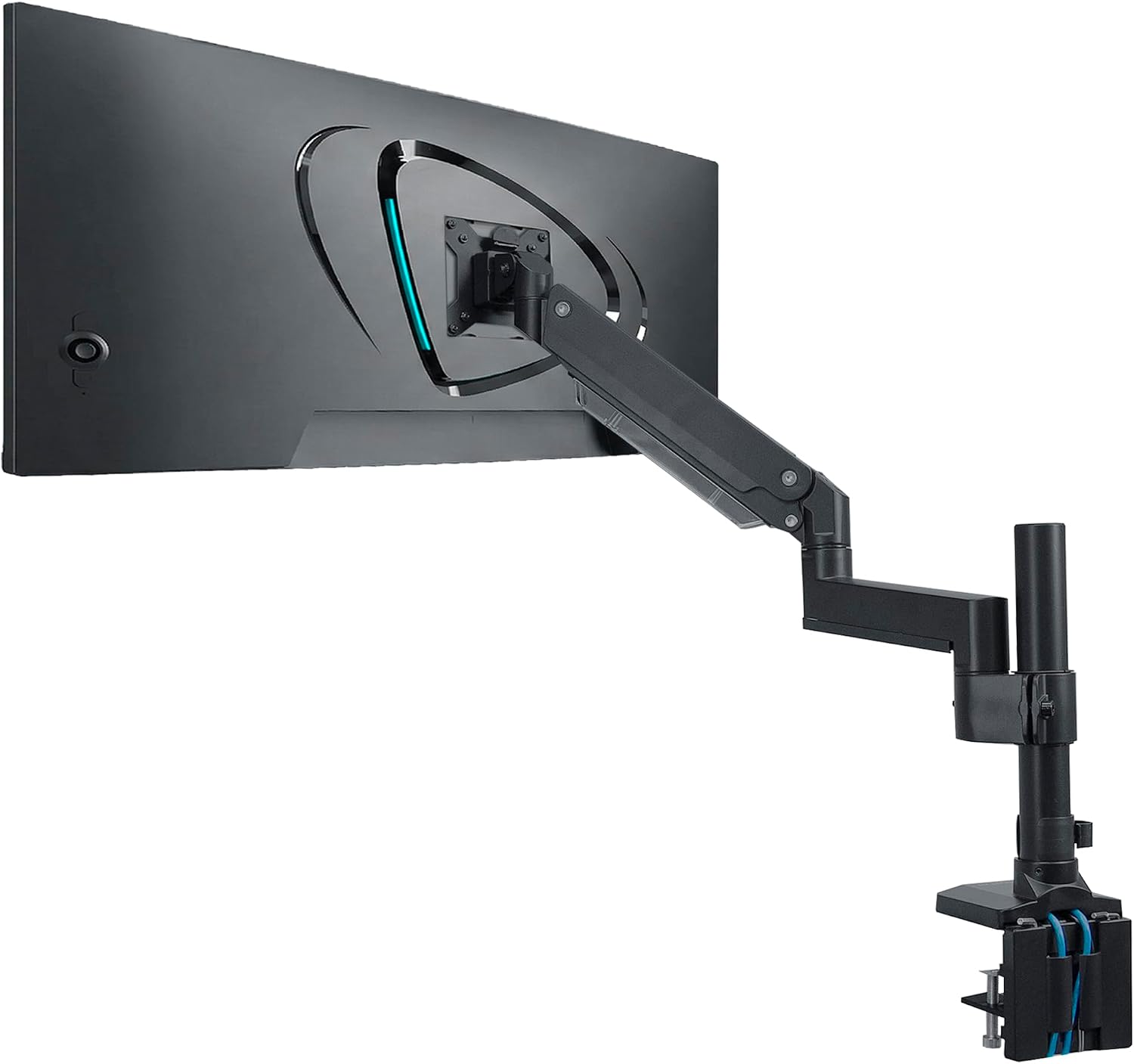 Mount-It! Ultrawide Monitor Arm, Heavy-Duty Gas Spring Desk Mount for 17–35' Curved Screens up to 33 lbs, Full Motion Height Adjustable Monitor Arm with USB 3.0 & Audio Ports, VESA 75/100/200