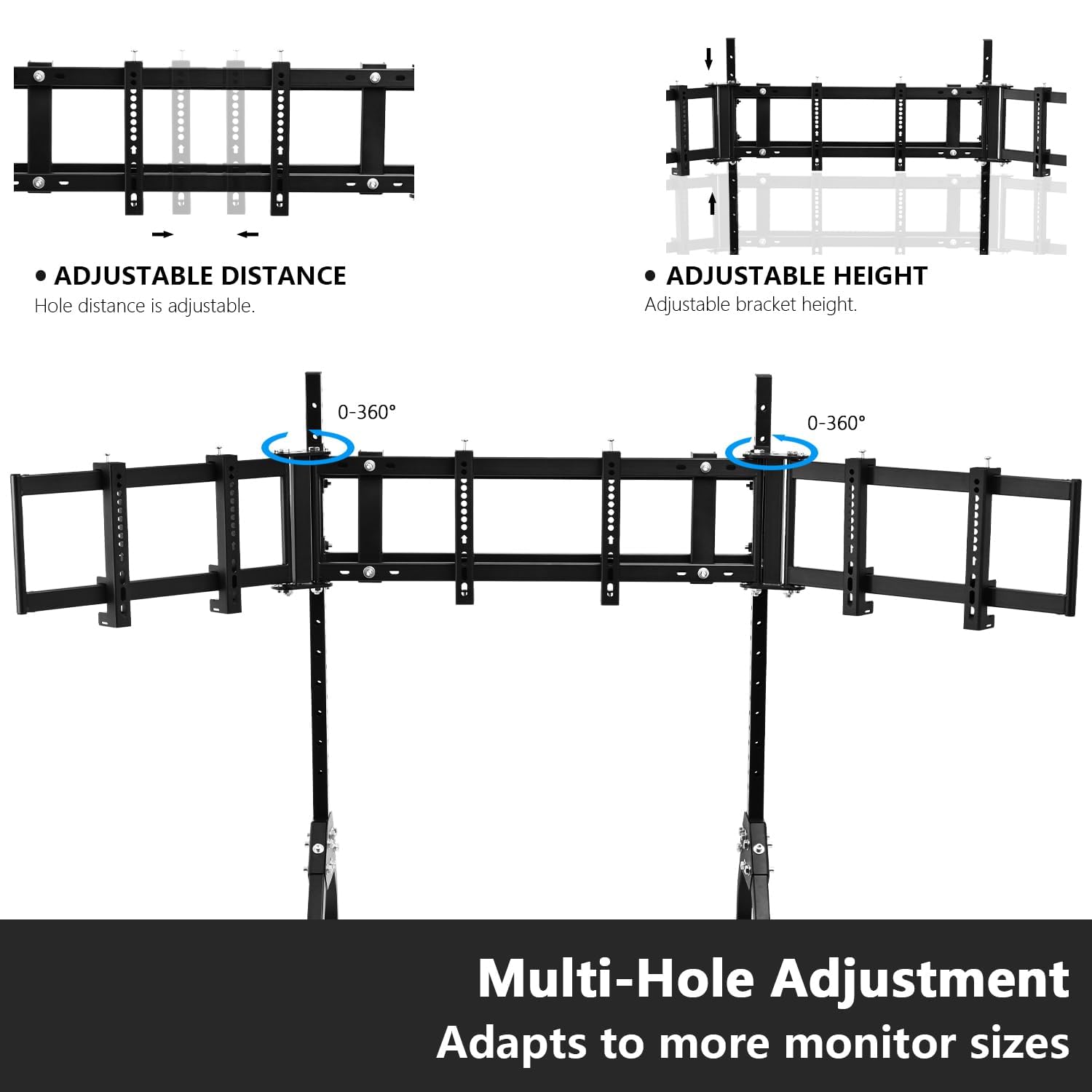 Anman Ultra-stable Triple Monitor Stand for Racing Simulator Cockpit 27-32 Inch Heavy Duty Triple Screen Mount With Casters and Punk Design