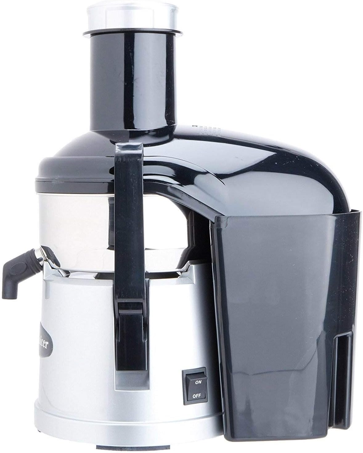 Omega BMJ330 Mega Mouth Juicer with Extra Large Feed Chute For Larger Portions of Fruits & Vegetables Pulp Ejection with Pulp Catch Bucket, 375W, Silver
