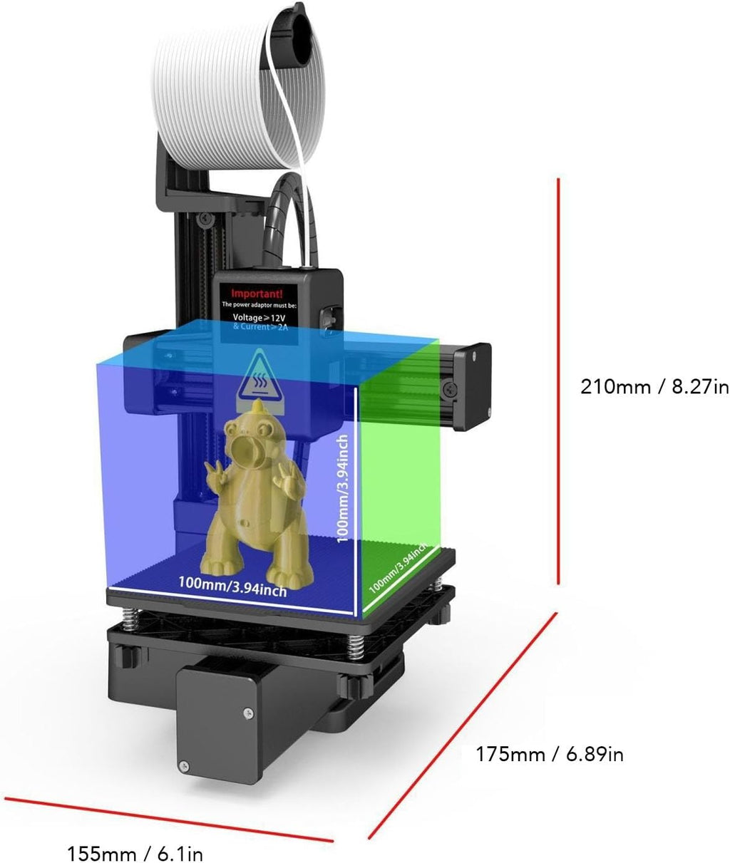 Portable Auto Slicing 3D Printer Supports PLA TPU Filament for Kids Students and Hobbyists (US Plug)