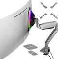 AVLT Single 17'-57' Super Ultrawide Monitor Arm for Screens Up to 59.5 lbs, Premium Aluminum Desk Stand, Adjustable Pneumatic Height, Full Motion Swivel Tilt Rotation, USB-C&A Ports, Gray
