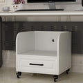 Printer Stands Under Desk Printer Stand CPU Main Frame with Cable Management and Storage Drawers, Printer Desk with 4 Wheels & Lock Mechanism for Mini 3D Printer Printer Stands for Home Office (White