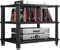 Audio Rack Wooden Stereo Rack Audio Equipment Rack Audio Open Rack Cabinet HiFi Rack Audio-Video Shelving Shock-Absorbing Feet(Nero,3 Tier)