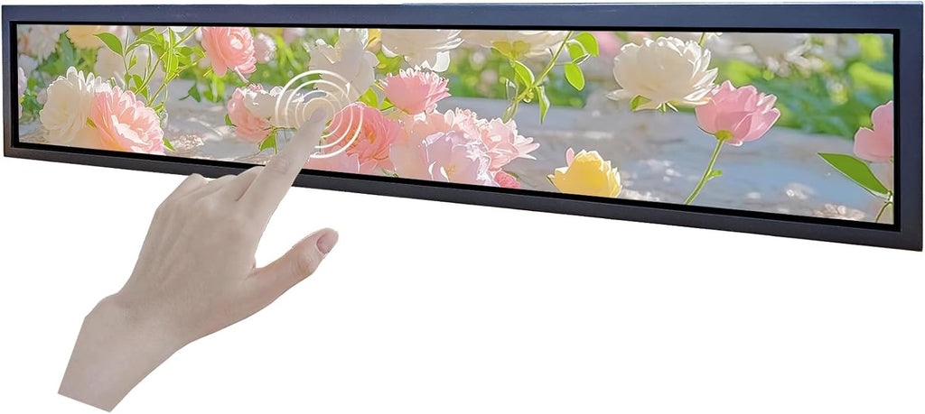 VSDISPLAY 24 Inch Touch Screen 1920x360 IPS Monitor Android 11 Stretched Bar LCD Auto Copy Autoplay as Extra Advertising Display,Supports USB/SD Input