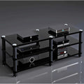 Audio Rack 1/2/3/4 Tier Stereo Rack Audio Equipment Rack Audio Stereo Shelf Wooden HiFi Rack Audio-Video Shelving Shock-Absorbing(Nero,3 Tier)