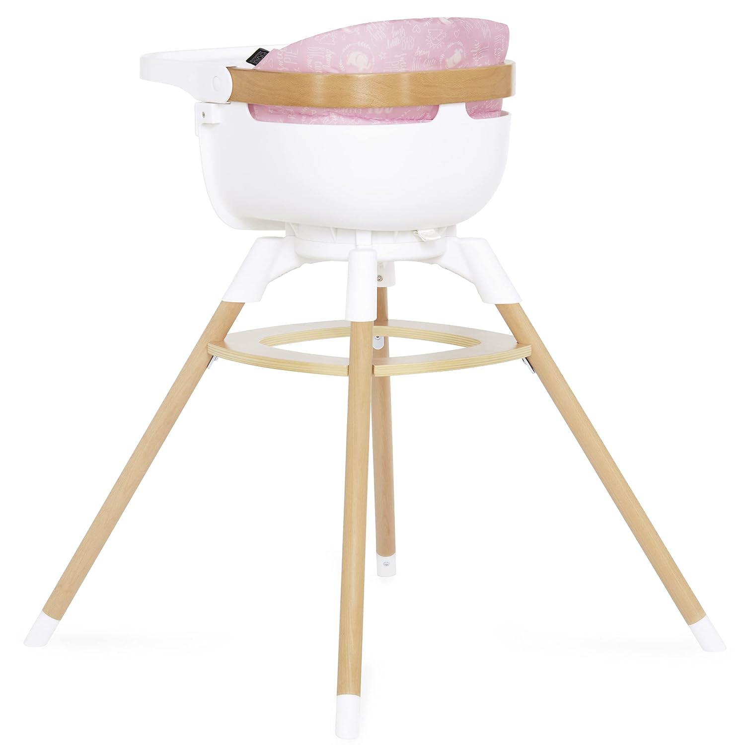 Evolur Ann Beechwood 4-in-1 Highchair | 360 Seat Rotation | Booster seat | Floor Chair | Bar Stool Chair | 5 Point Safety Harness | Pink