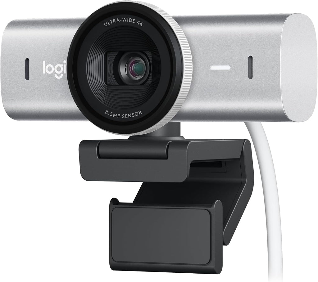 Logitech MX Brio Ultra HD 4K Collaboration, Streaming Webcam, 1080p at 60 FPS, Show Mode, Works with Microsoft Teams, Zoom, Google Meet, Nintendo Switch 2 New GameChat - Pale Gray