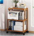 Printer Stand, Home Printer Stand, Office Printer Table, Printer Stand with Storage Shelf, Printer Cart for Fax Machine/3D Printer/Scanner(Brown,49 * 35 * 75 cm)