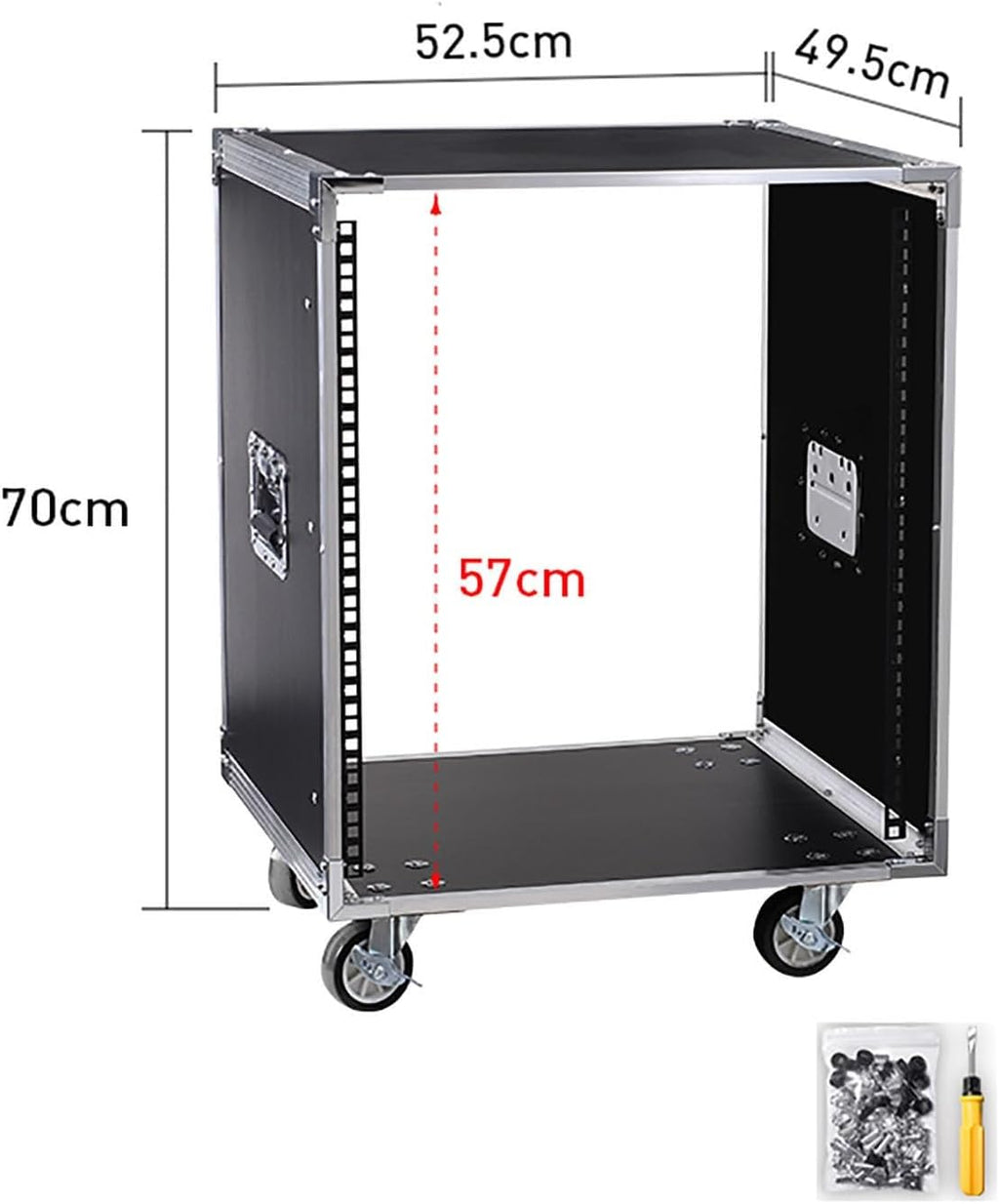 12U Server Cabinet，Portable Network Rack，Open Frame Rack，with Caster Built-in Handle Network Rack， Rolling Network Rack，for Servers & AV Gear and IT Equipment (Size : 12U-70X52.5CM)