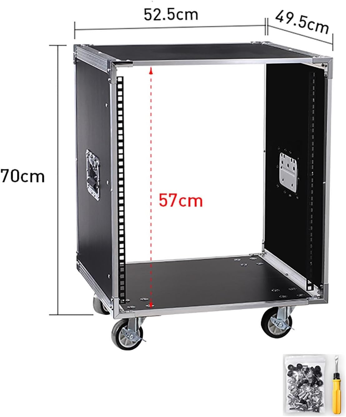 12U Server Cabinet，Portable Network Rack，Open Frame Rack，with Caster Built-in Handle Network Rack， Rolling Network Rack，for Servers & AV Gear and IT Equipment (Size : 12U-70X52.5CM)