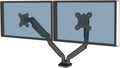 Fellowes Platinum Series Dual Monitor Arm for 40-Inch Monitors, Full Motion, 360° Rotation, VESA Mount with Grommet or Clamp, USB Ports, Ergonomic, Black, 8042501