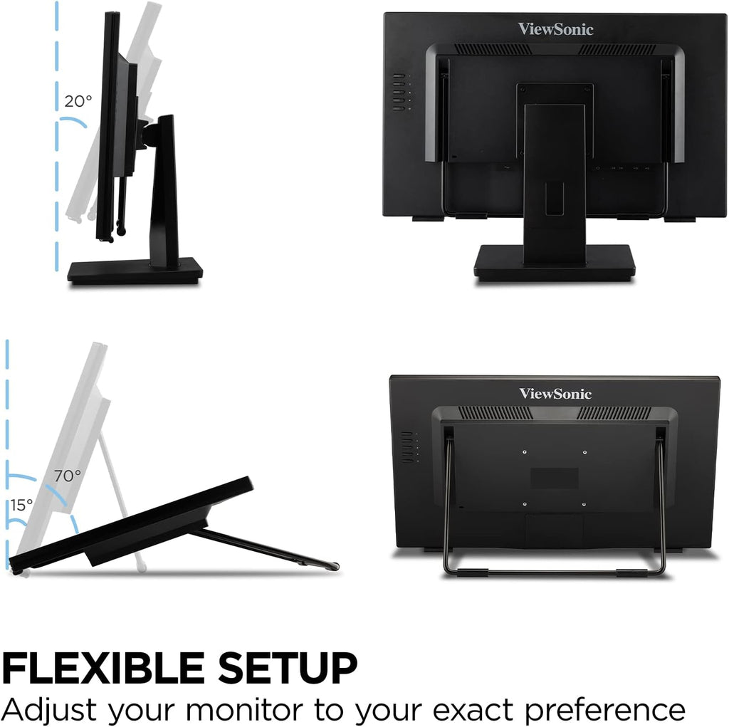 ViewSonic TD2465 24 Inch 1080p Touch Screen Monitor, 10-Point Multi-Touch for Industrial and Retail Environments, Glove-Friendly Interaction, Advanced Ergonomics, HDMI, USB