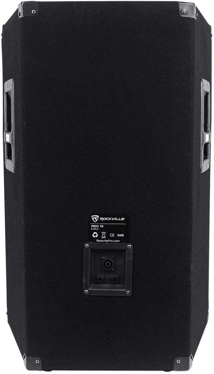 Rockville RSG15 1500W 3-Way 8-Ohm Passive PA Speaker, 15' Woofer, 4 Bullet Tweeters, Compression Horn, for DJs and Pro Audio