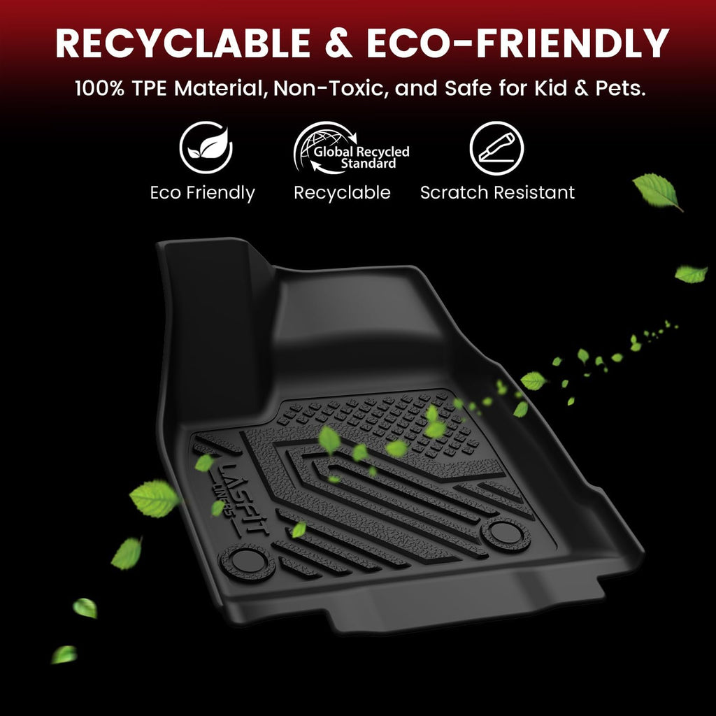 LASFIT Floor Mats & Backrest Mats & Cargo Mat for Nissan Leaf 2026, All Weather TPE Custom Fit Floor Liners Car Mats Accessories, Black