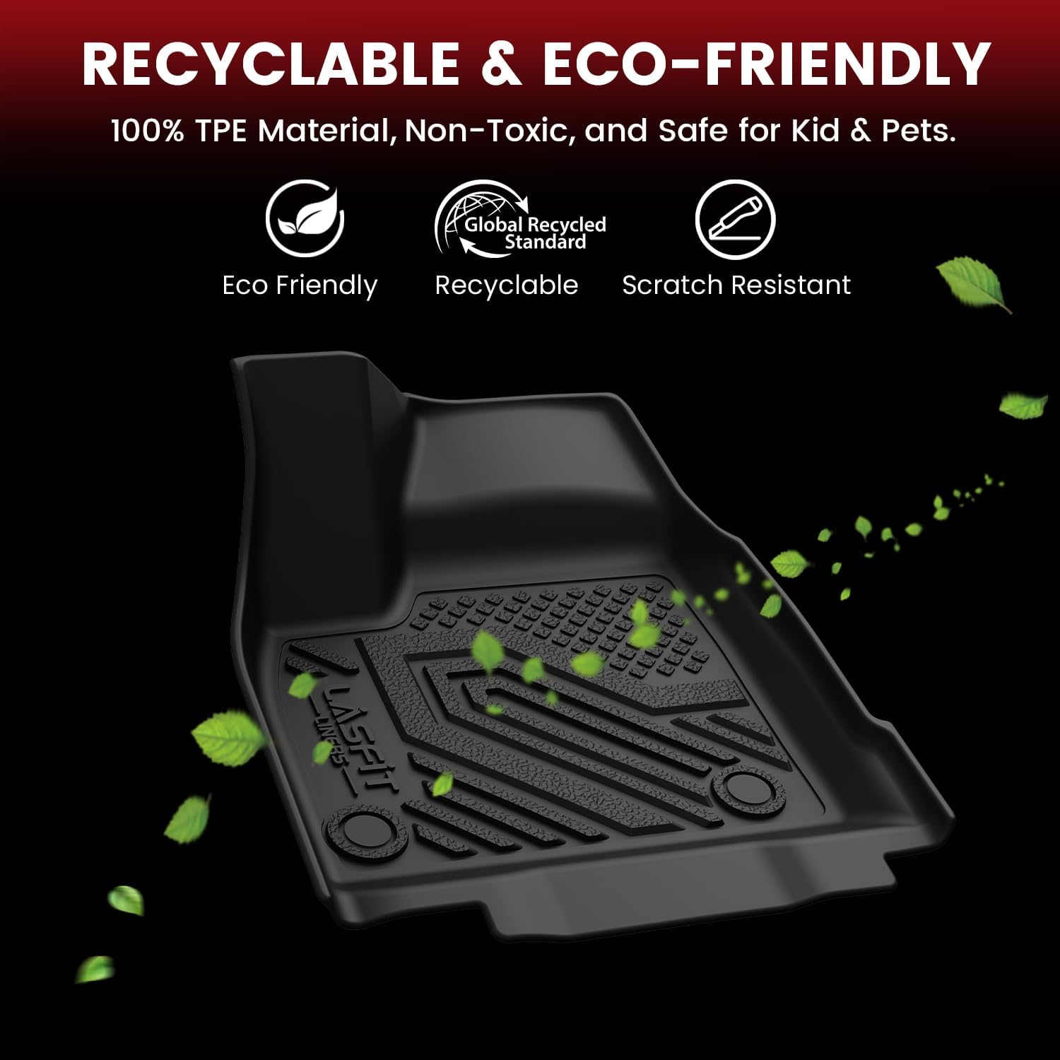 LASFIT Floor Mats & Backrest Mats & Cargo Mat for Nissan Leaf 2026, All Weather TPE Custom Fit Floor Liners Car Mats Accessories, Black