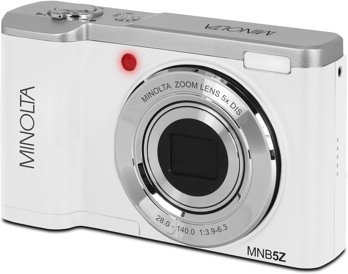 Minolta MNB5Z 56MP Dual Lens Point & Shoot Digital Camera with 5X Optical Zoom & 5K Ultra HD Video Bundle with 32GB Memory Card + Vlogger Tripod + Bag + 6Ave Cleaning Kit + More Accessories (White)