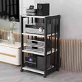 4-Tier AV Media Stand Component Cabinet Rack Audio Tower with Adjustable Shelves,Movable Media Storage Cabinet,Audio Rack Tower AV Equipment Cabinet(WhiteB)