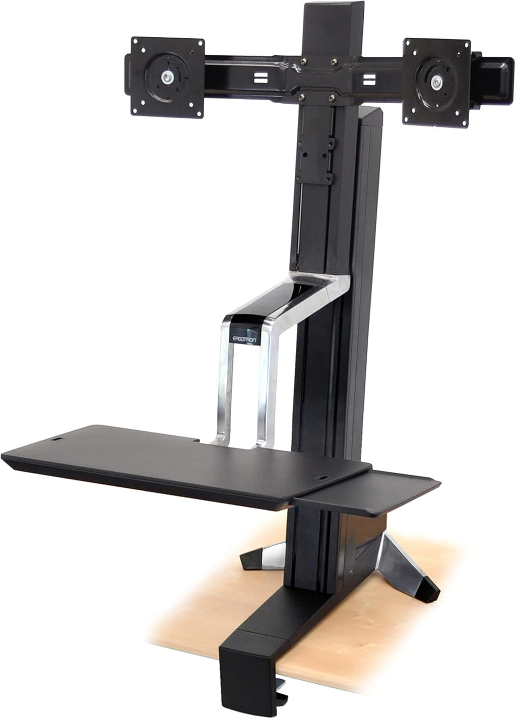 Ergotron – WorkFit-S Dual Monitor Standing Desk Converter, Sit Stand Workstation for Tabletops – No Worksurface, Black
