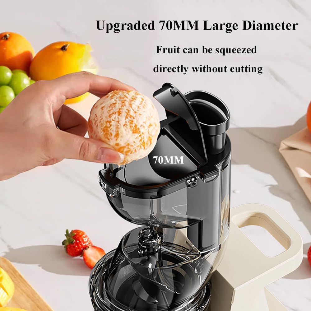 Cold Press Juicer,Juicer Machines Vegetable And Fruit,7cm Large Diameter Feed Trough,97% Pure Juice,5S Fast Juice Release,300W Slow Masticating Juicer,Easy To Clean,White