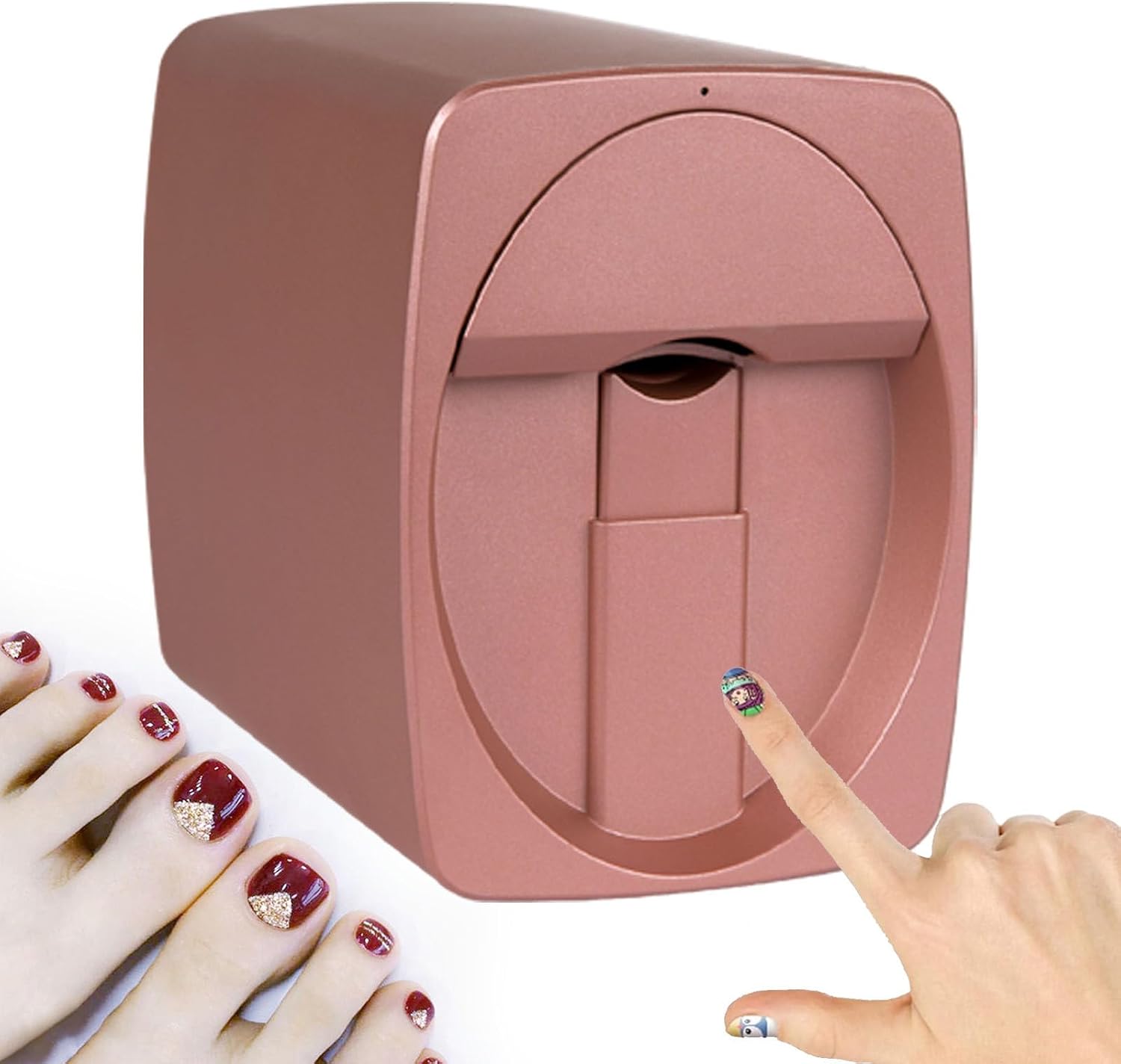 Portable Nail Painting Machine, Professional 3D Nail Printer, Mini Printer for Nails, Mobile Phone Operation, Customized Patterns, for Kid/Nail Studio/Manicurist/Nail Lovers,Rosegold