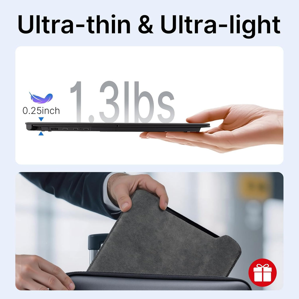 Laptop Screen Extender - Ultra-Thin 1.3lbs 14' FHD IPS Dual Portable Monitor Extension for Laptop, Attachment Plug & Play for 13-17' Laptops, Second Extra Travel Display for Windows/Mac/Android