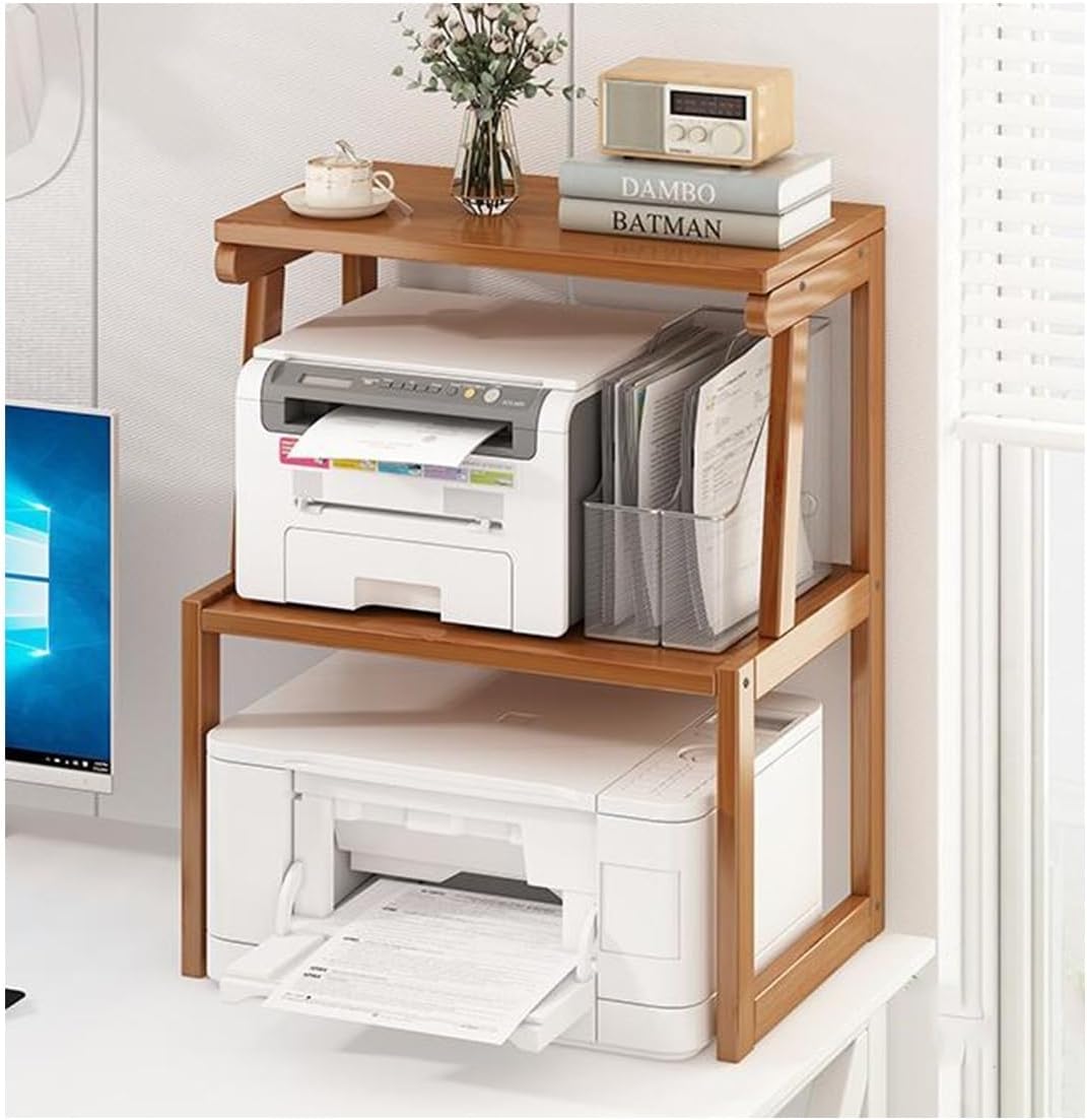 Printer Stand, Home Printer Stand, Office Printer Table, Printer Stand with Storage Shelf, Printer Cart for Fax Machine/3D Printer/Scanner(Brown,49 * 35 * 70 cm)