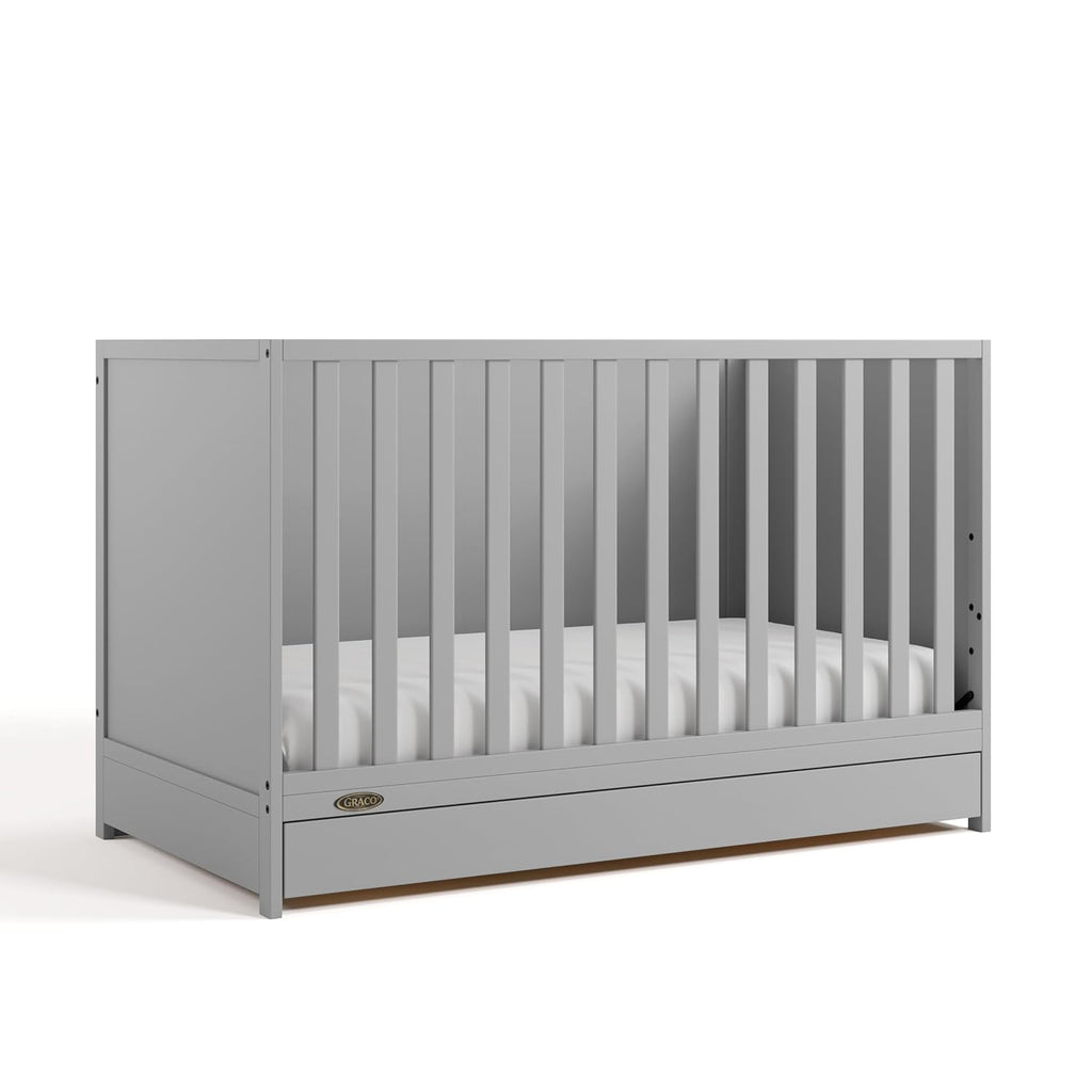 Graco Theo 3-in-1 Convertible Crib with Storage Drawer – GREENGUARD Gold Certified Baby Crib Crafted from Wood, Converts to Toddler Bed, Daybed, and Full-Size Bed (Pebble Gray)