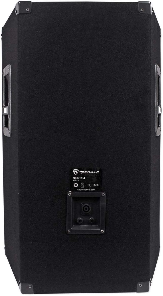 Rockville RSG15.4 15' 1500W 3-Way 4-Ohm Passive PA Speaker, High-Power Drivers, Durable Build, Wide Frequency Range, for DJs and Live Events