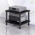 Heavy Duty HiFi Audio Video Stand - Modern 3-Tier Stereo Rack Media Cabinet for Living Room - Durable Black Home Electronics Storage Solution, H 44cm, Ideal for AV Equipment